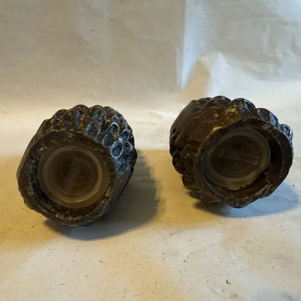 Vintage Brass Pinecone Salt And Pepper Shakers Rustic Nature Inspired Home Decor